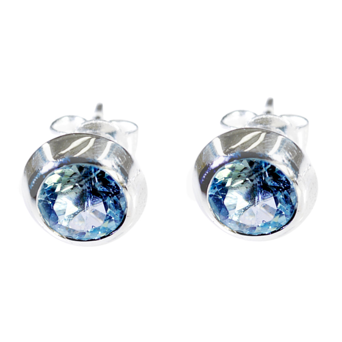 Blue-topaz-Middle-Eastern-Cecilia-Solitaire-Stud-Blue-Sterling-Silver-Earring Main image