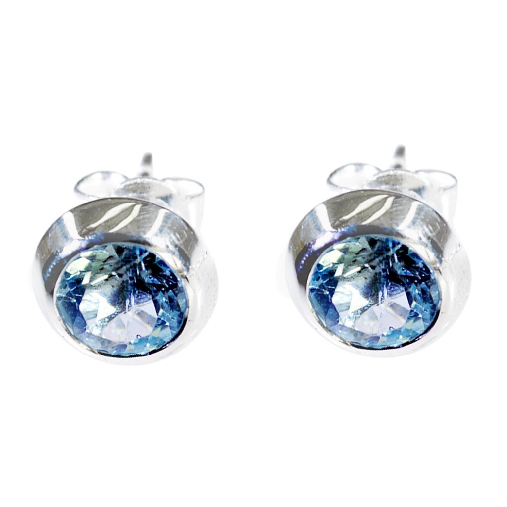 Blue-topaz-Middle-Eastern-Cecilia-Solitaire-Stud-Blue-Sterling-Silver-Earring
