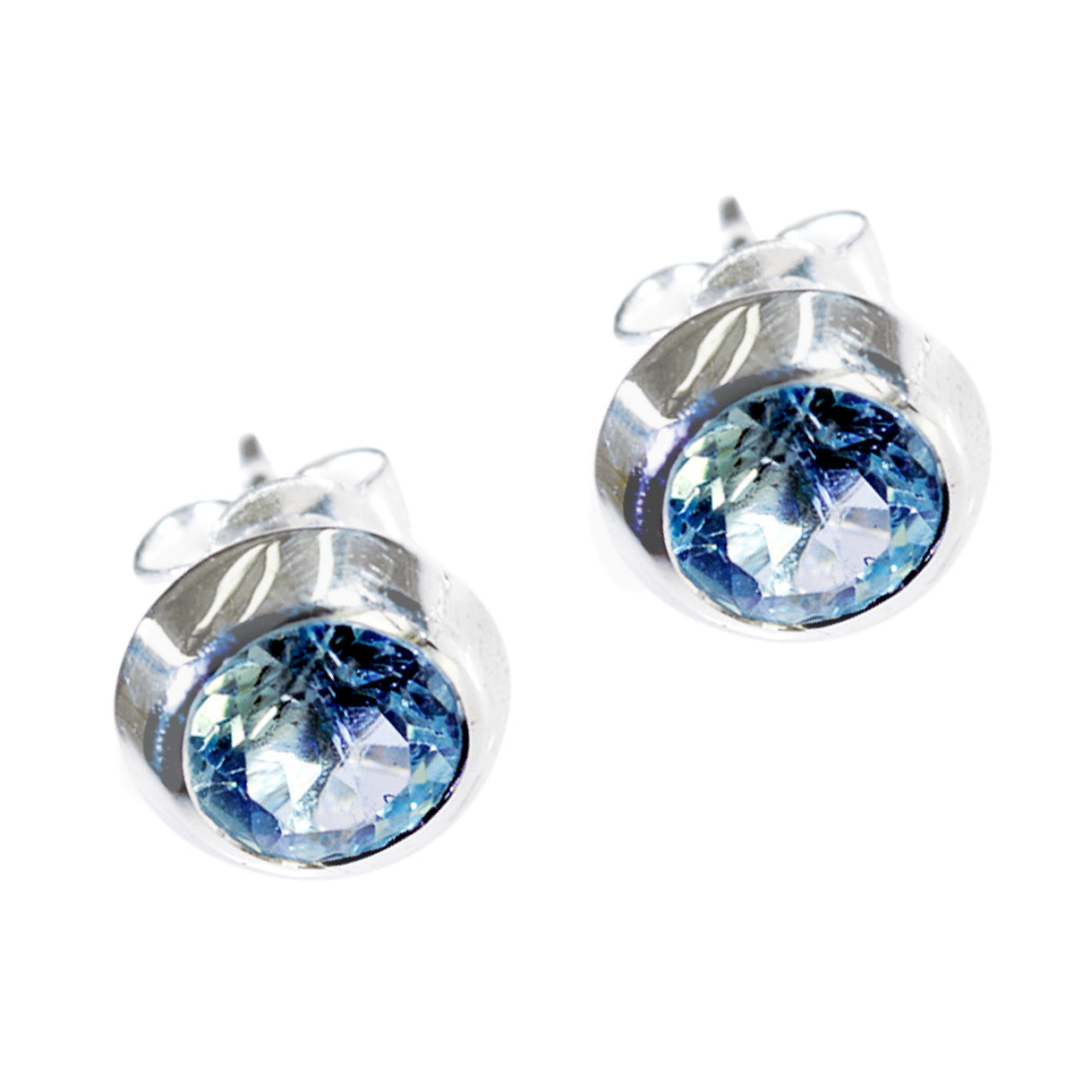 Blue-topaz-Middle-Eastern-Cecilia-Solitaire-Stud-Blue-Sterling-Silver-Earring