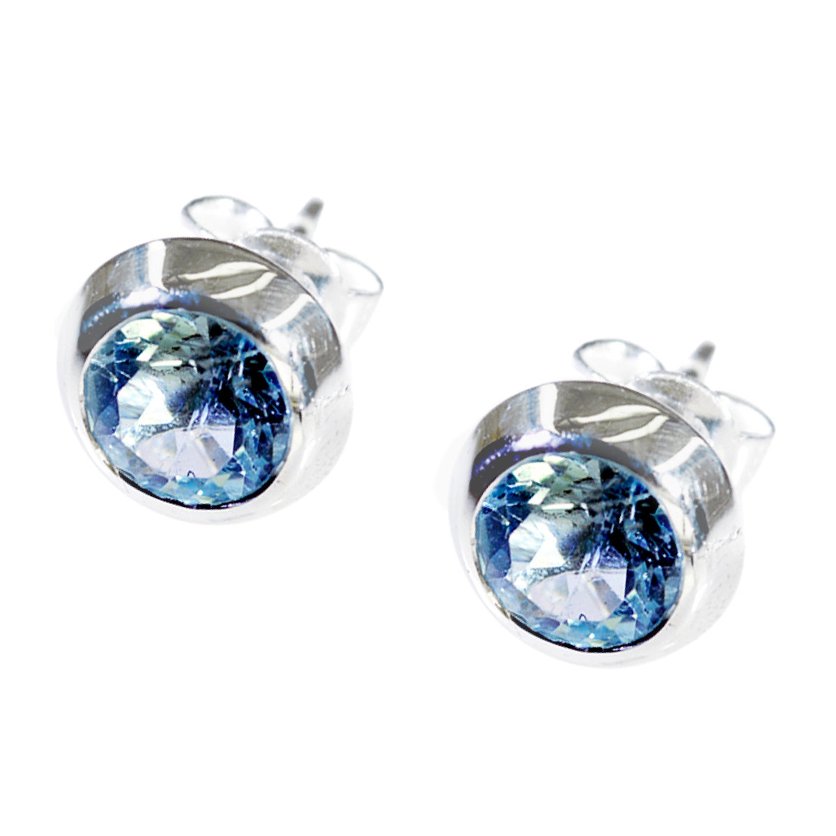 Blue-topaz-Middle-Eastern-Cecilia-Solitaire-Stud-Blue-Sterling-Silver-Earring