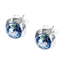 Blue-topaz-Middle-Eastern-Cecilia-Solitaire-Stud-Blue-Sterling-Silver-Earring