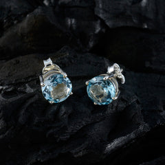 Blue-Topaz-Moroccan-Evelyn-Solitaire-Stud-Blue-925-Sterling-Silver-Earring