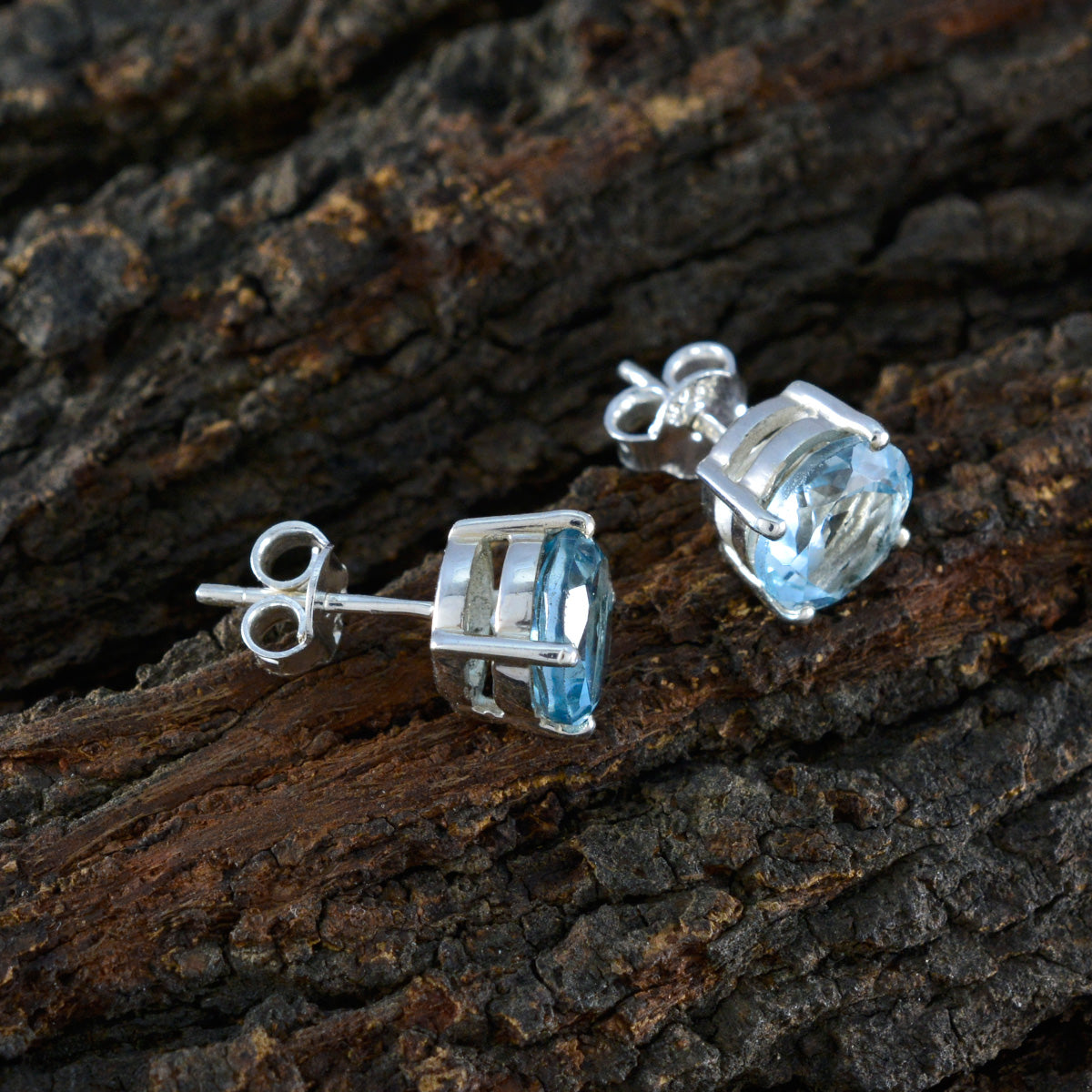 Blue-Topaz-Moroccan-Evelyn-Solitaire-Stud-Blue-925-Sterling-Silver-Earring