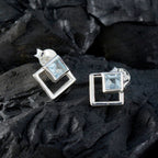 Blue-Topaz-American-Maya-Solitaire-Stud-Blue-Silver-Earring