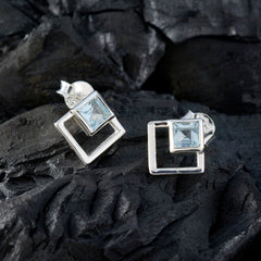 Blue-Topaz-American-Maya-Solitaire-Stud-Blue-Silver-Earring