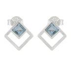 Blue-Topaz-American-Maya-Solitaire-Stud-Blue-Silver-Earring