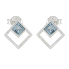 Blue-Topaz-American-Maya-Solitaire-Stud-Blue-Silver-Earring