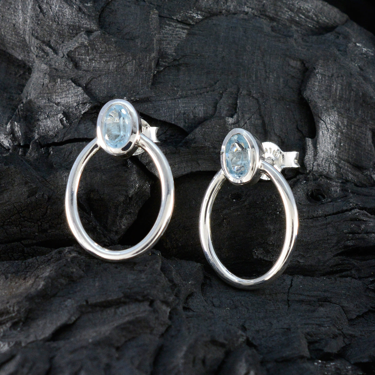 Blue-Topaz-Mexican-Nova-Solitaire-Stud-Blue-Sterling-Silver-Earring