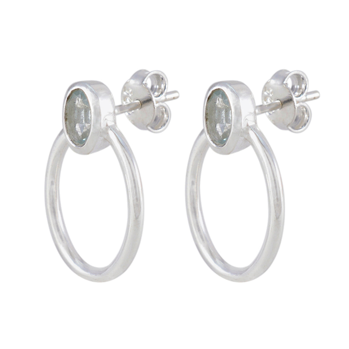 Blue Topaz Mexican Nova Solitaire Stud Blue Sterling Silver Earring Secondary image