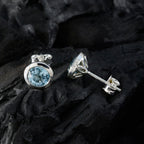 Blue-Topaz-Turkish-Tereza-Solitaire-Stud-Blue-925-Sterling-Silver-Earring
