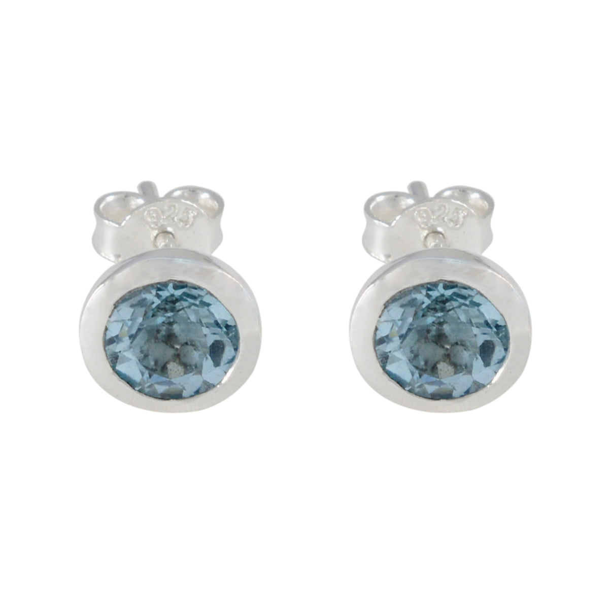 Blue-Topaz-Turkish-Tereza-Solitaire-Stud-Blue-925-Sterling-Silver-Earring Image principale du produit