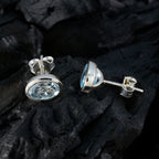 Blue-Topaz-Japanese-Hina-Solitaire-Stud-Blue-Silver-Earring