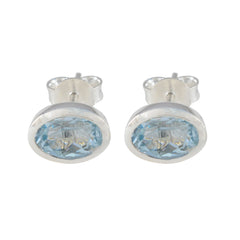Blue-Topaz-Japanese-Hina-Solitaire-Stud-Blue-Silver-Earring