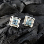 Blue-Topaz-Indian-Dewi-Solitaire-Stud-Blue-925-Silver-Earring