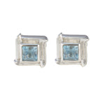 Blue-Topaz-Indian-Dewi-Solitaire-Stud-Blue-925-Silver-Earring