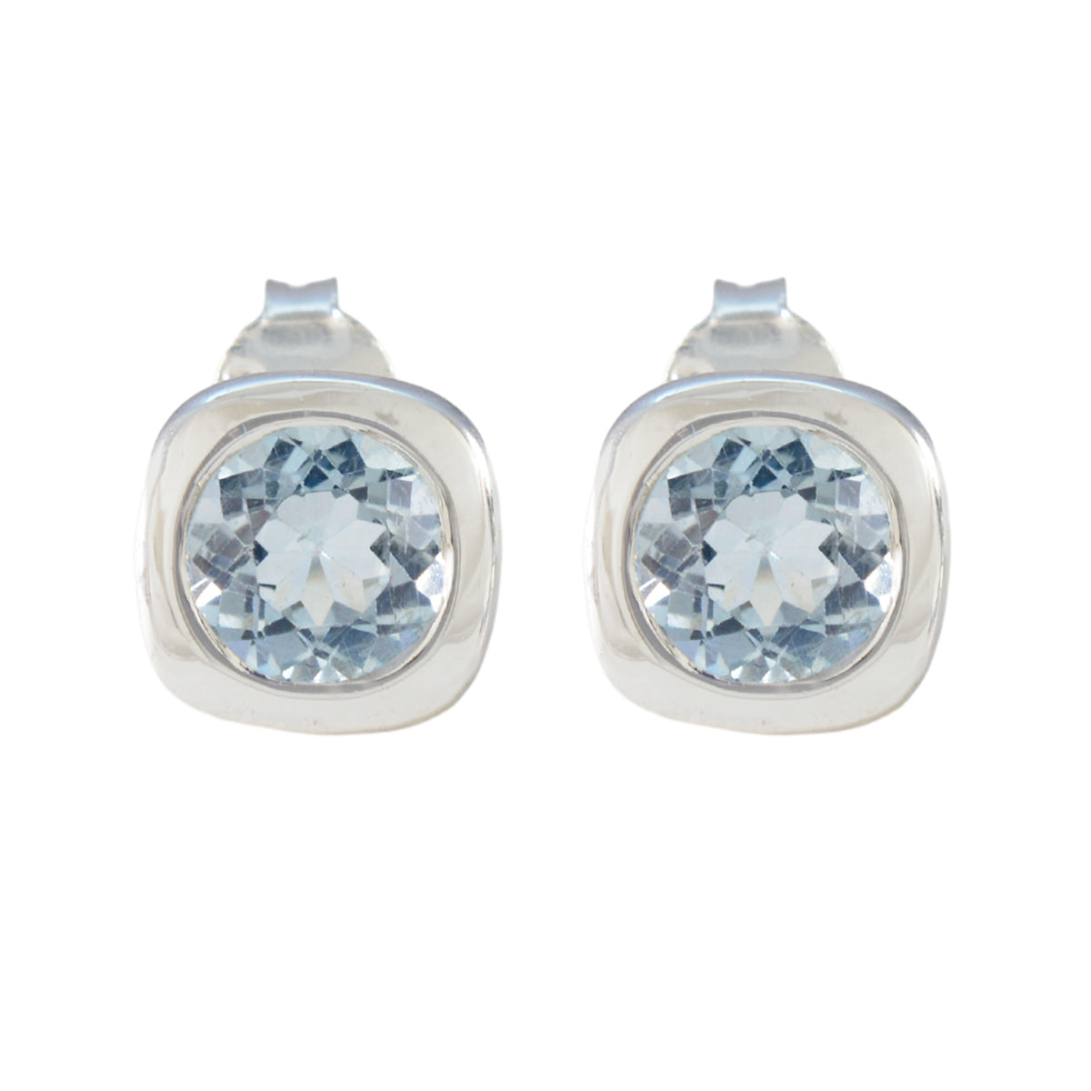 Blue-Topaz-Indian-Kristine-Solitaire-Stud-Blue-92.5-Silver-Earring Image principale du produit