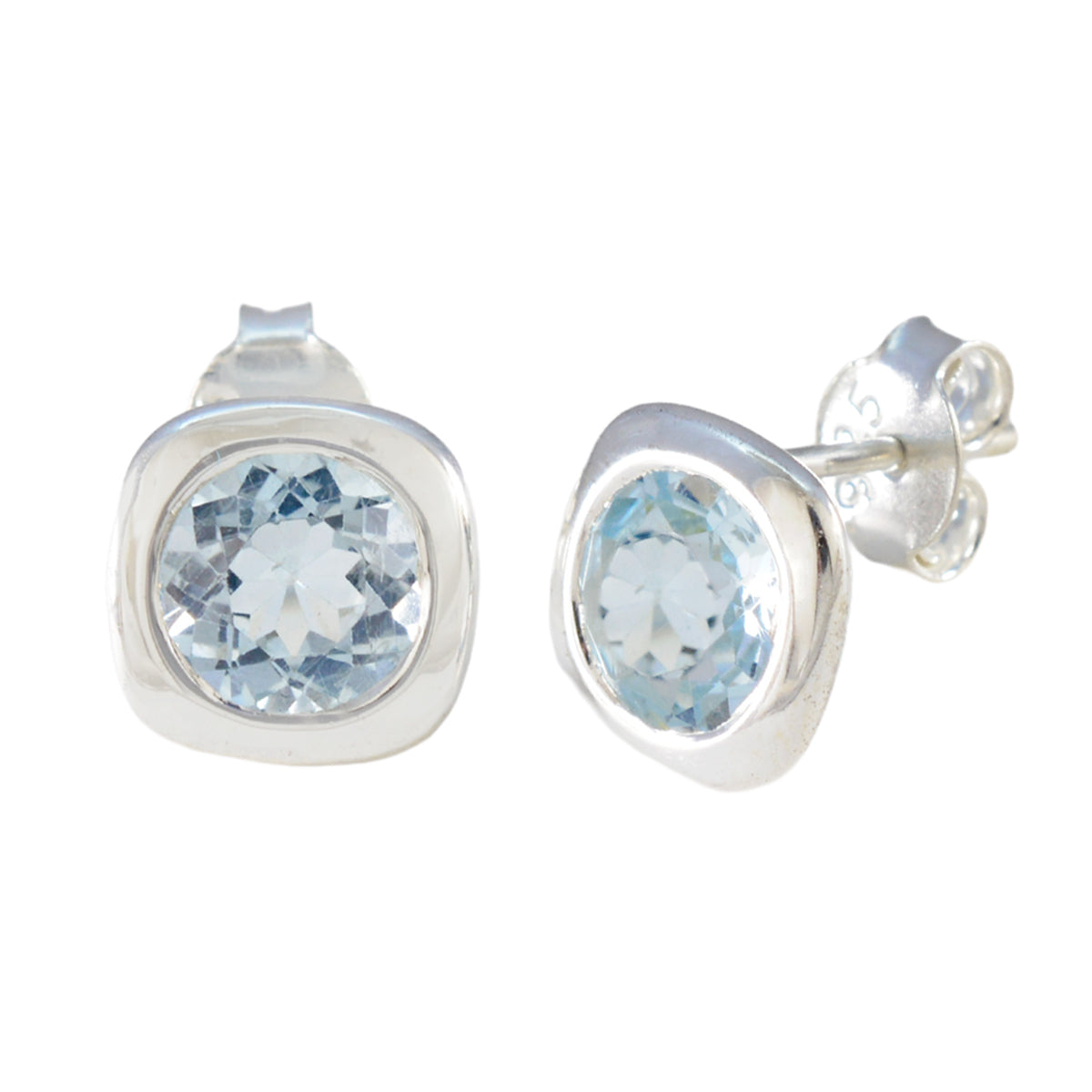 Boucles d'oreilles solitaires indiennes Kristine en argent 92,5 et topaze bleue Image secondaire du produit