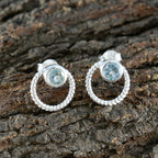 Blue-Topaz-Indian-Lakshmi-Solitaire-Stud-Blue-925-Sterling-Silver-Earring