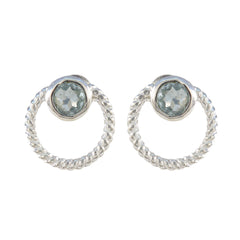 Blue-Topaz-Indian-Lakshmi-Solitaire-Stud-Blue-925-Sterling-Silver-Earring
