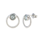 Blue-Topaz-Indian-Lakshmi-Solitaire-Stud-Blue-925-Sterling-Silver-Earring
