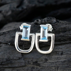 Blue-Topaz-American-Riley-Solitaire-Stud-Blue-Silver-Earring