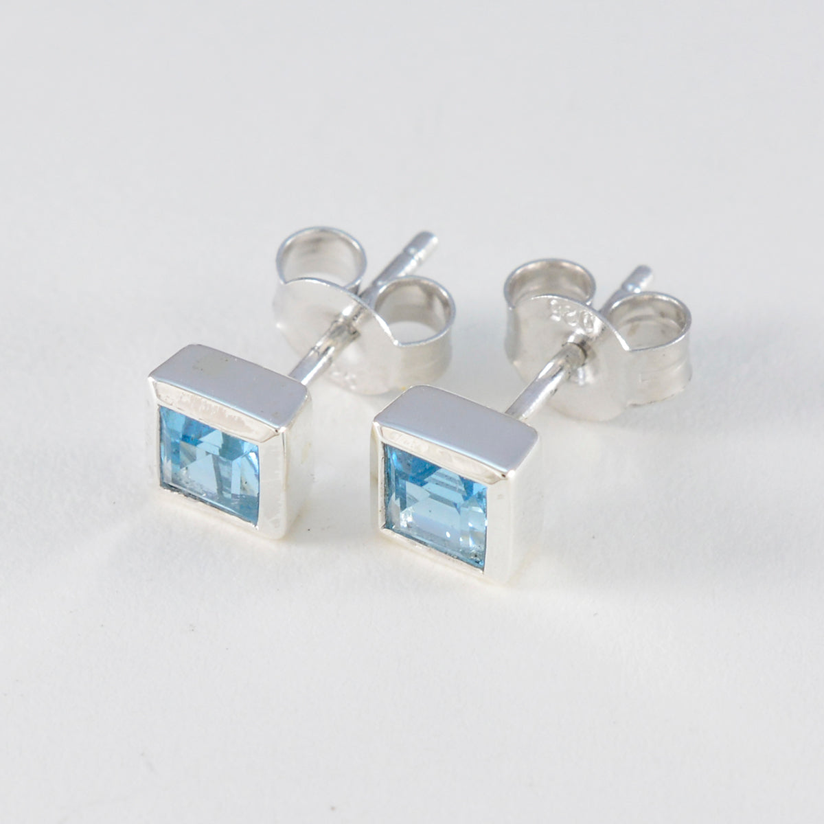 Blue-Topaz-French-Ivana-Solitaire-Stud-Blue-925-Silver-Earring