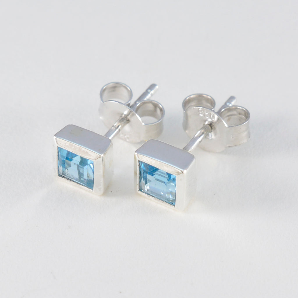 Blue-Topaz-French-Ivana-Solitaire-Stud-Blue-925-Silver-Earring
