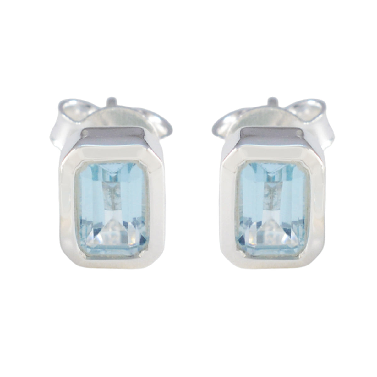 Blue-Topaz-American-Lourdes-Solitaire-Stud-Blue-92.5-Silver-Earring Image principale du produit