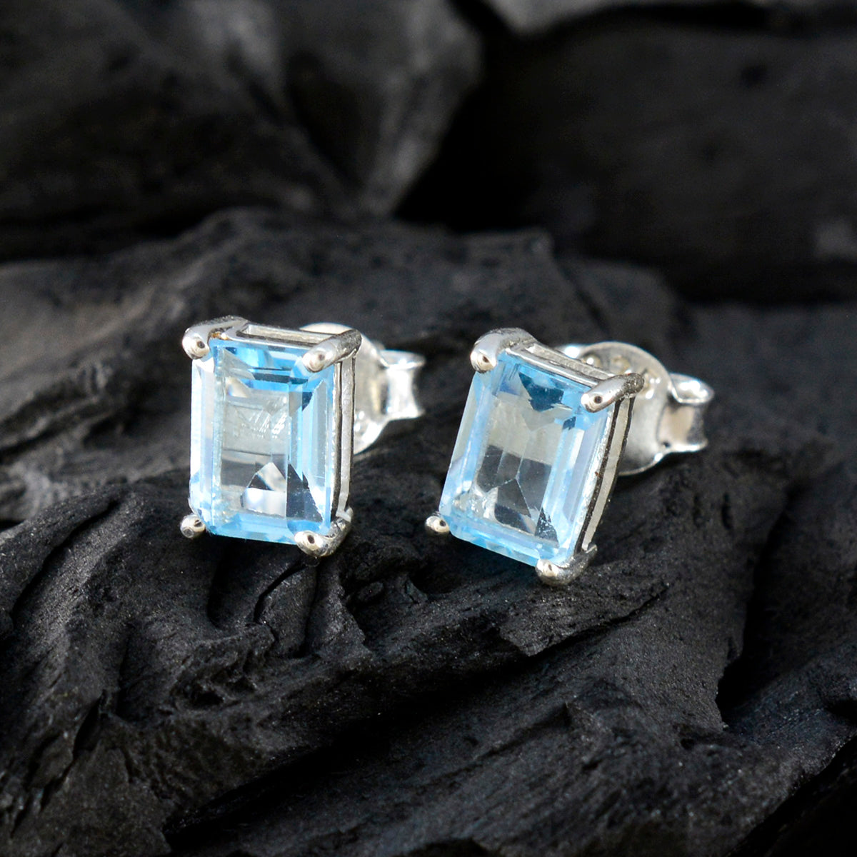 Blue-Topaz-Latin-American-Noelia-Solitaire-Stud-Blue-925-Silver-Earring