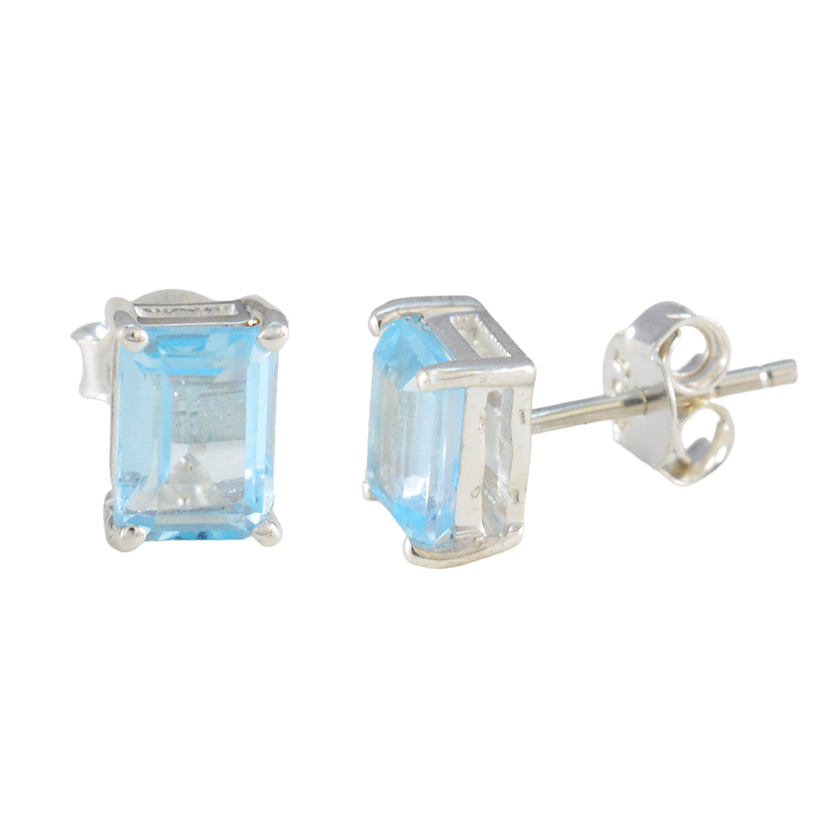 Blue-Topaz-Latin-American-Noelia-Solitaire-Stud-Blue-925-Silver-Earring メイン画像