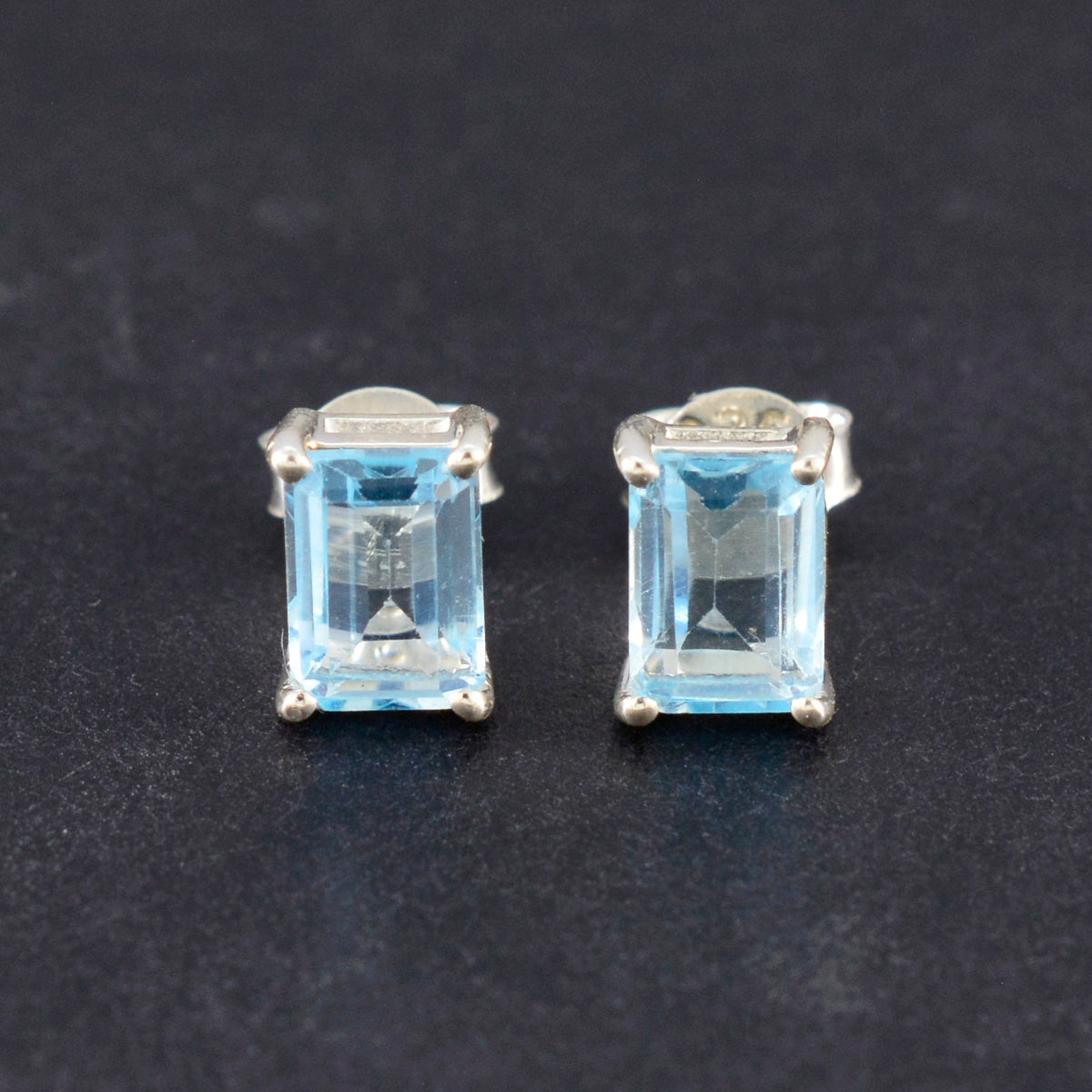 Blue-Topaz-Latin-American-Noelia-Solitaire-Stud-Blue-925-Silver-Earring