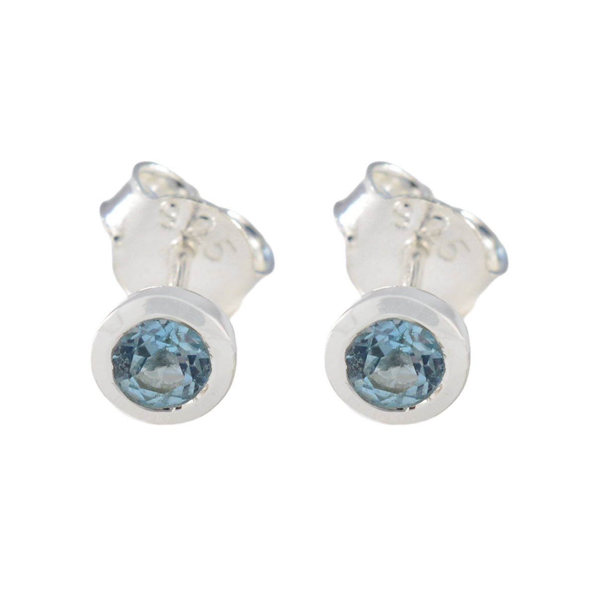 Blue-Topaz-American-Aiko-Solitaire-Stud-Blue-Sterling-Silver-Earring Image principale du produit