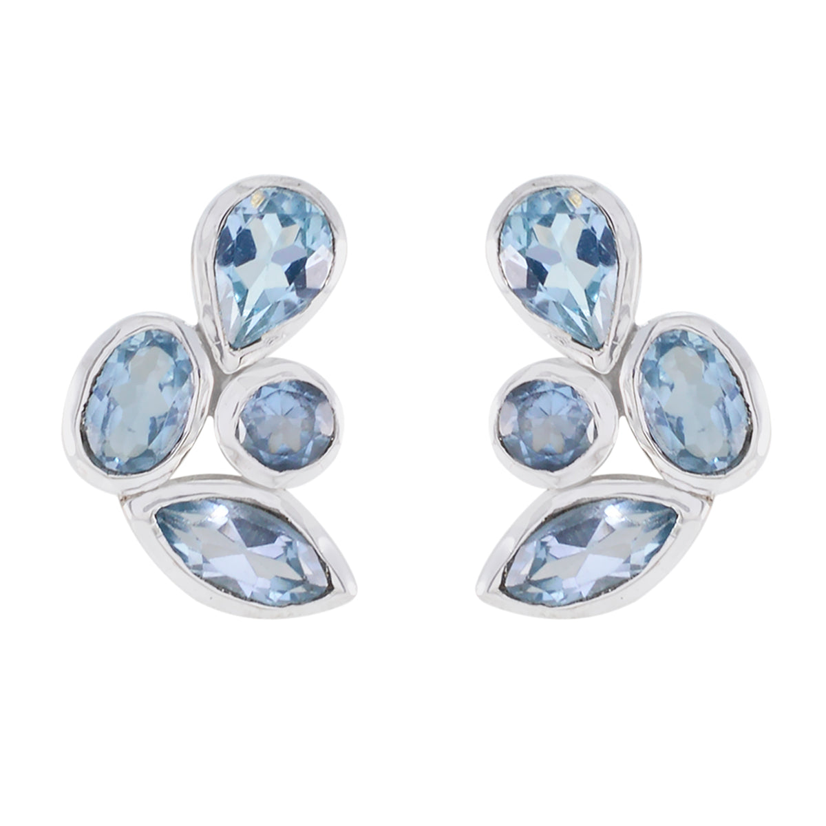 Blue-topaz-German-Fernanda-multiple-Stud-Blue-925-Silver-Earring