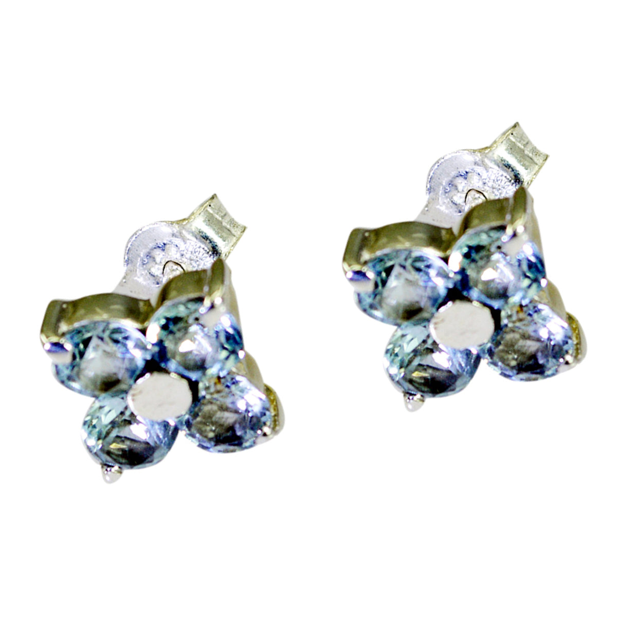 Pendientes Isadora egipcios con topacio azul y múltiples tachuelas en plata de ley 925 Imagen secundaria del producto