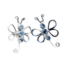 Blue-Topaz-African-Victoria-multiple-Stud-Blue-Silver-Earring