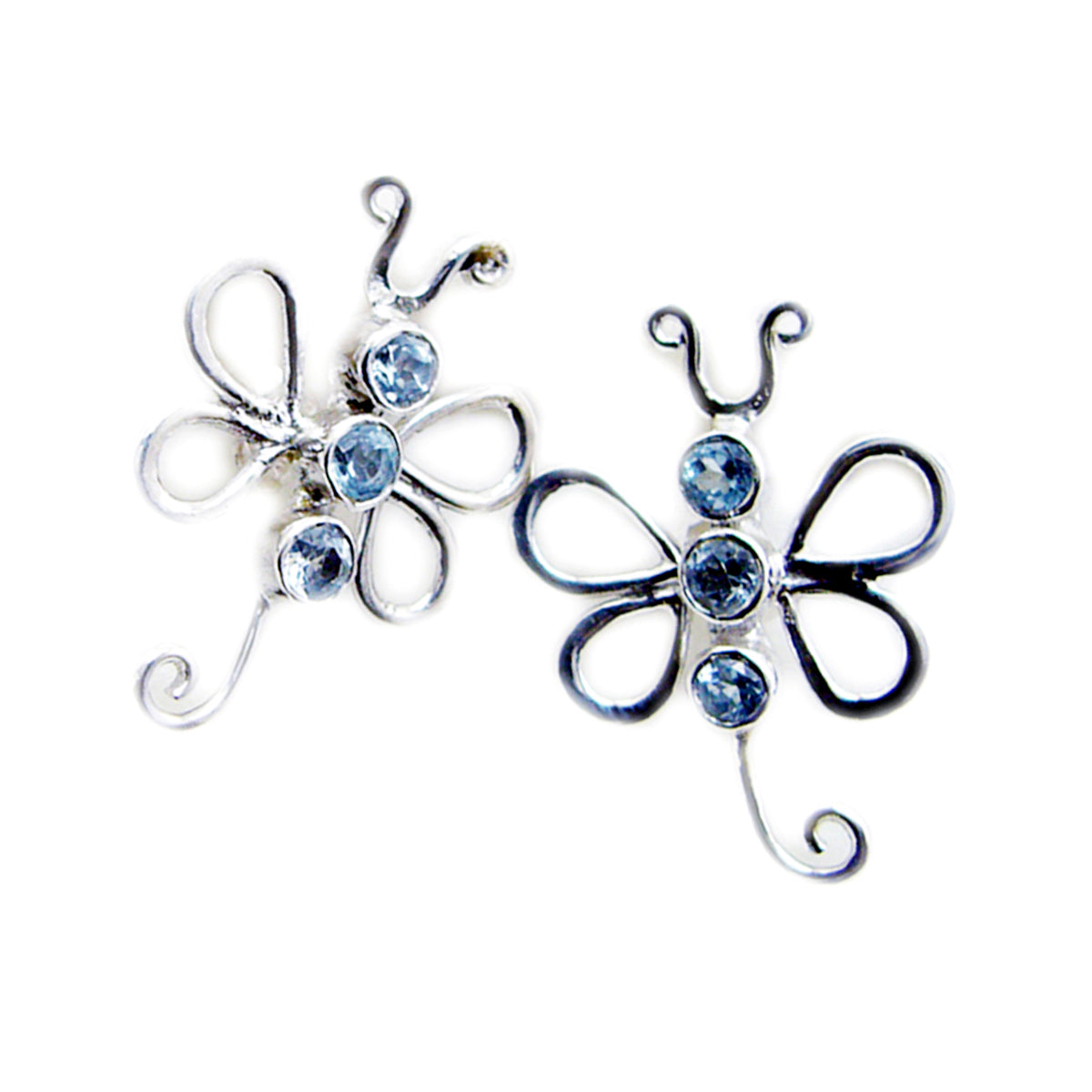 Blue-Topaz-African-Victoria-multiple-Stud-Blue-Silver-Earring