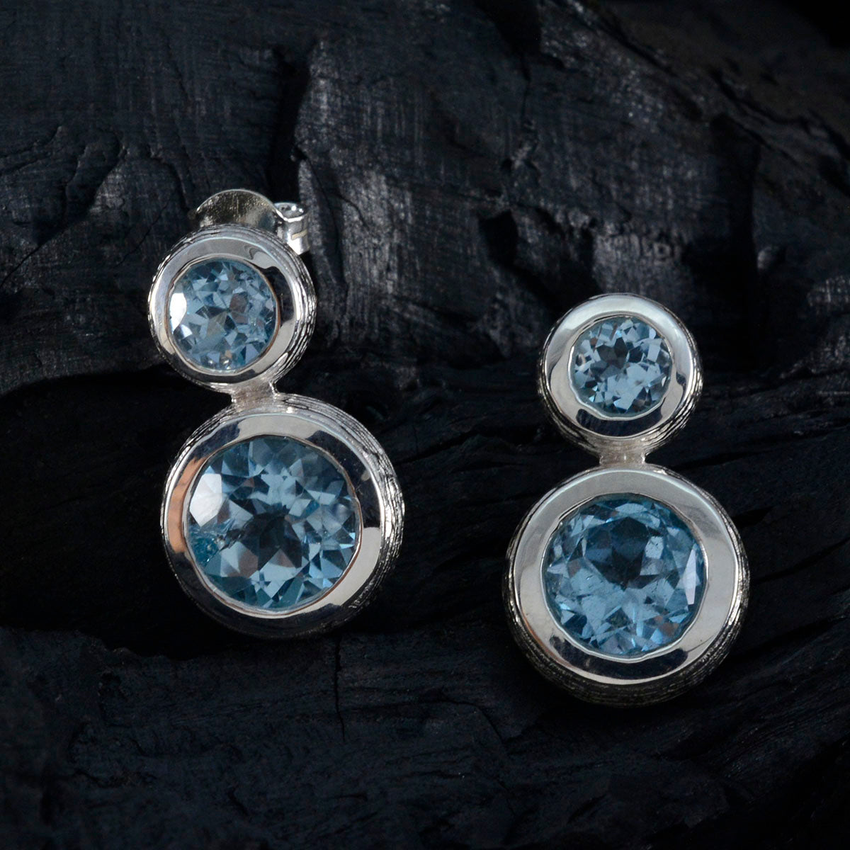 Blue-Topaz-American-Eleanor-Toi-et-Moi-Stud-Blue-925-Silver-Earring