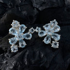 Blue-Topaz-German-Genesis-multiple-Stud-Blue-92.5-Silver-Earring