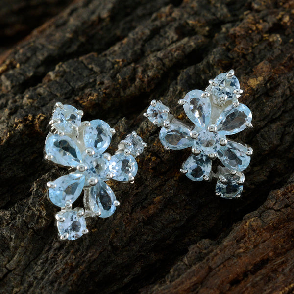 Blue-Topaz-German-Genesis-multiple-Stud-Blue-92.5-Silver-Earring
