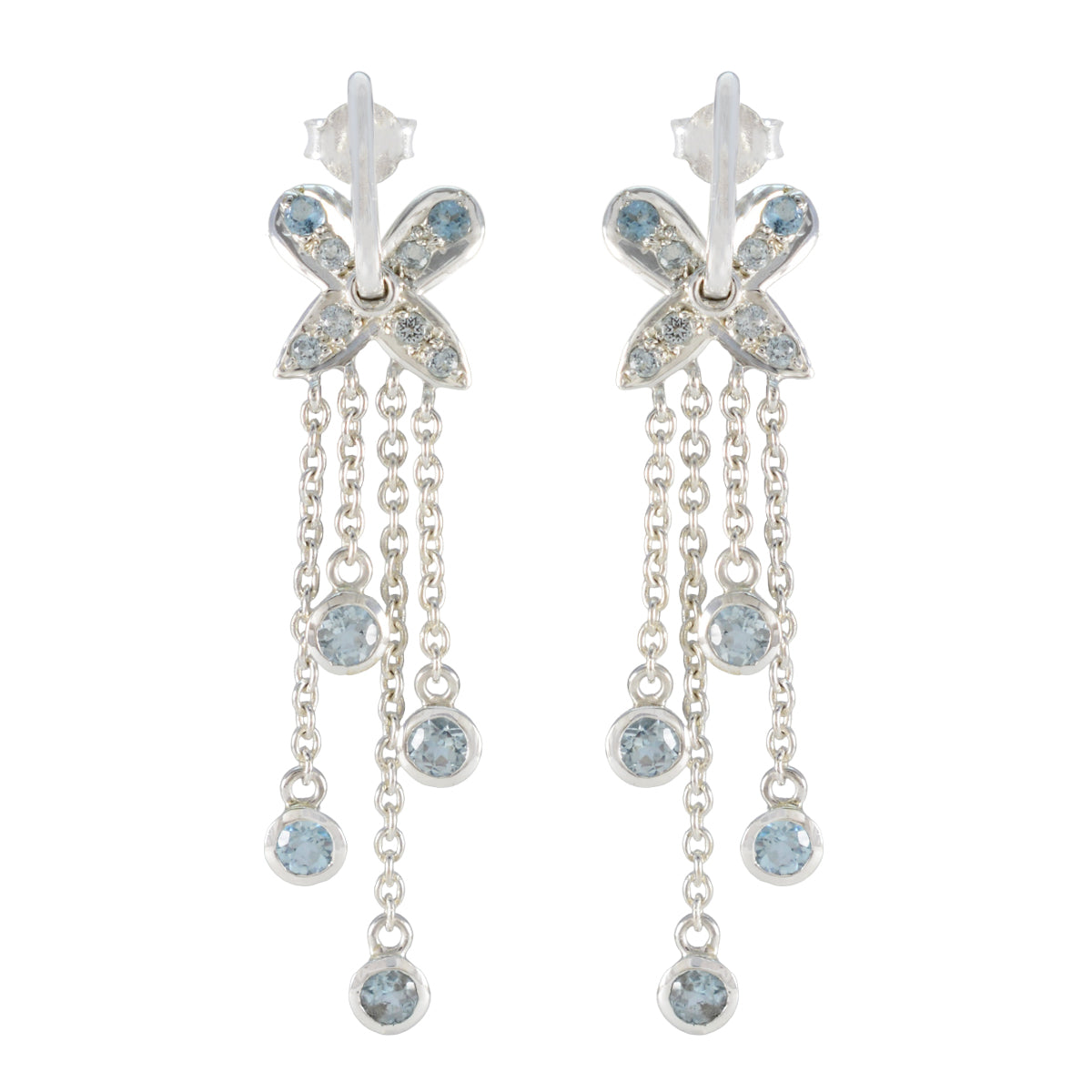 Blue-Topaz-Russian-Aaliyah-multiple-Stud-Blue-Silver-Earring Immagine principale del prodotto