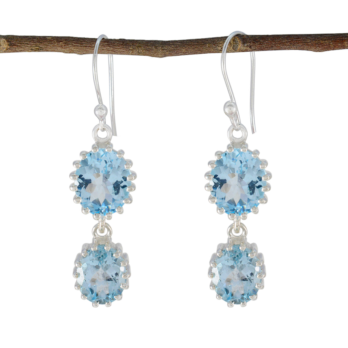 Blue-Topaz-Egyptian-Kennedy-Toi-et-Moi-Dangle-Blue-92.5-Silver-Earring Hoofdafbeelding