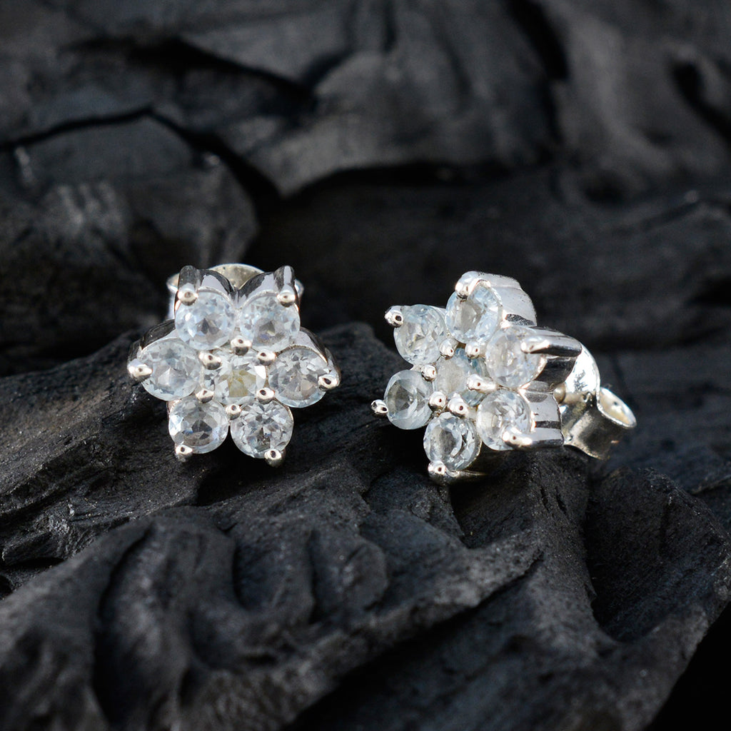 Blue-Topaz-Korean-Nova-multiple-Stud-Blue-92.5-Silver-Earring