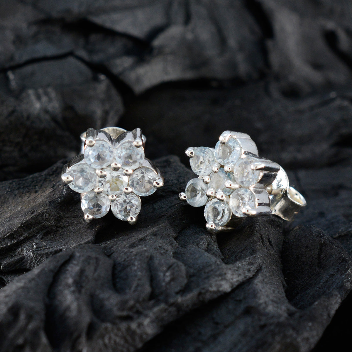 Blue-Topaz-Korean-Nova-multiple-Stud-Blue-92.5-Silver-Earring