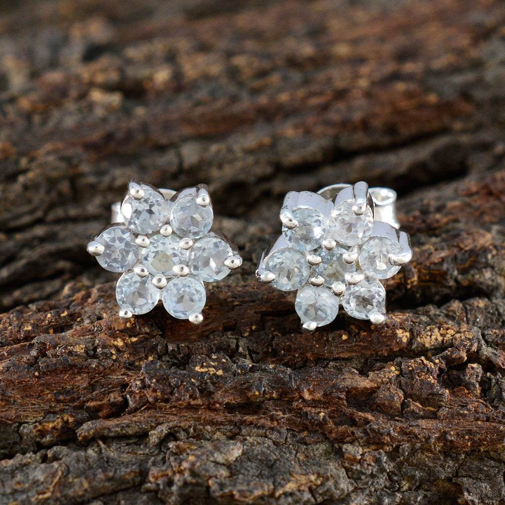 Blue-Topaz-Korean-Nova-multiple-Stud-Blue-92.5-Silver-Earring