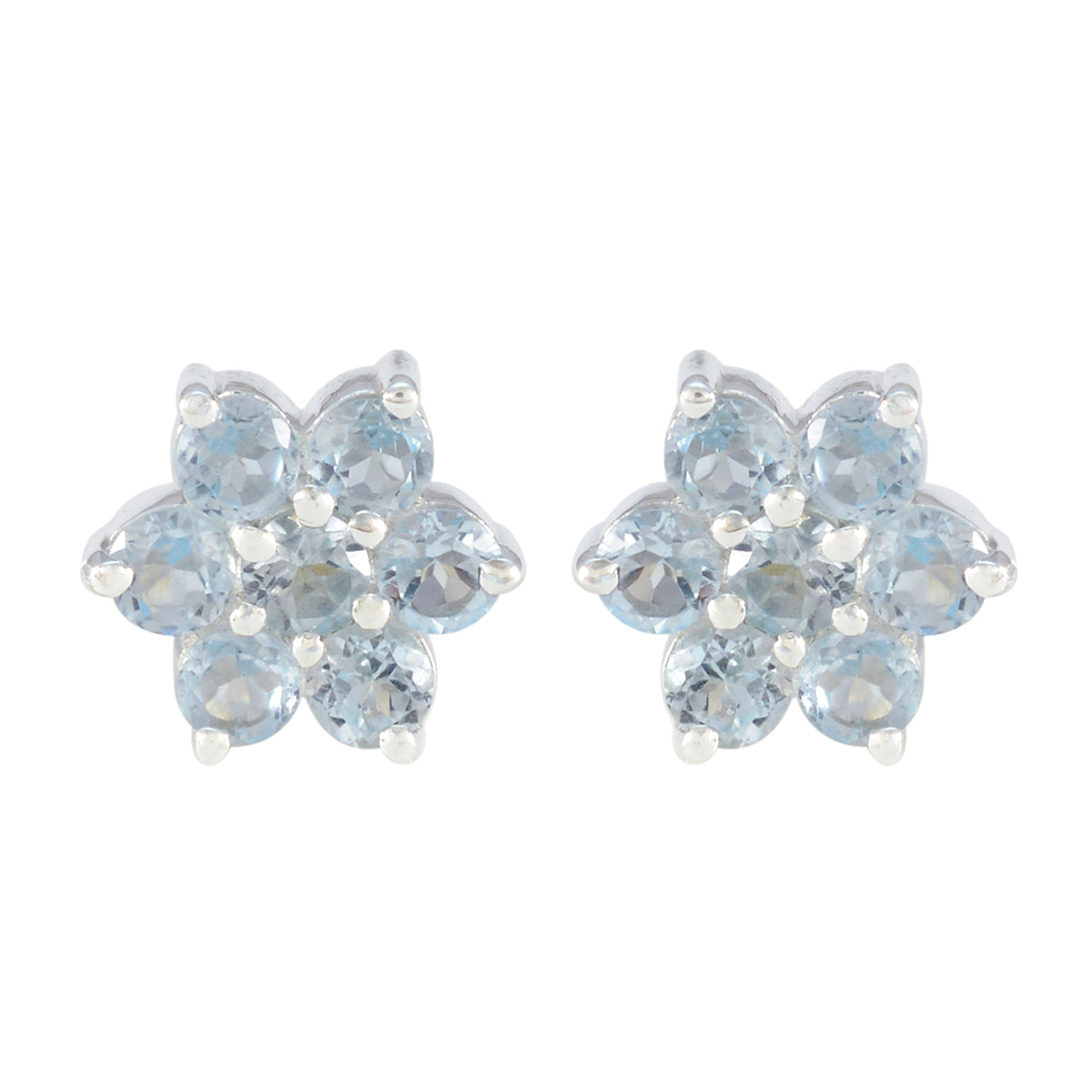 Blue-Topaz-Korean-Nova-multiple-Stud-Blue-92.5-Silver-Earring Hoofdafbeelding