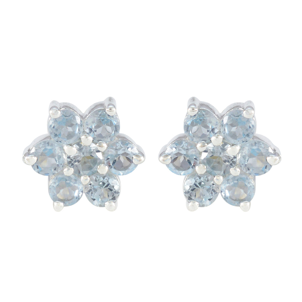 Blue-Topaz-Korean-Nova-multiple-Stud-Blue-92.5-Silver-Earring
