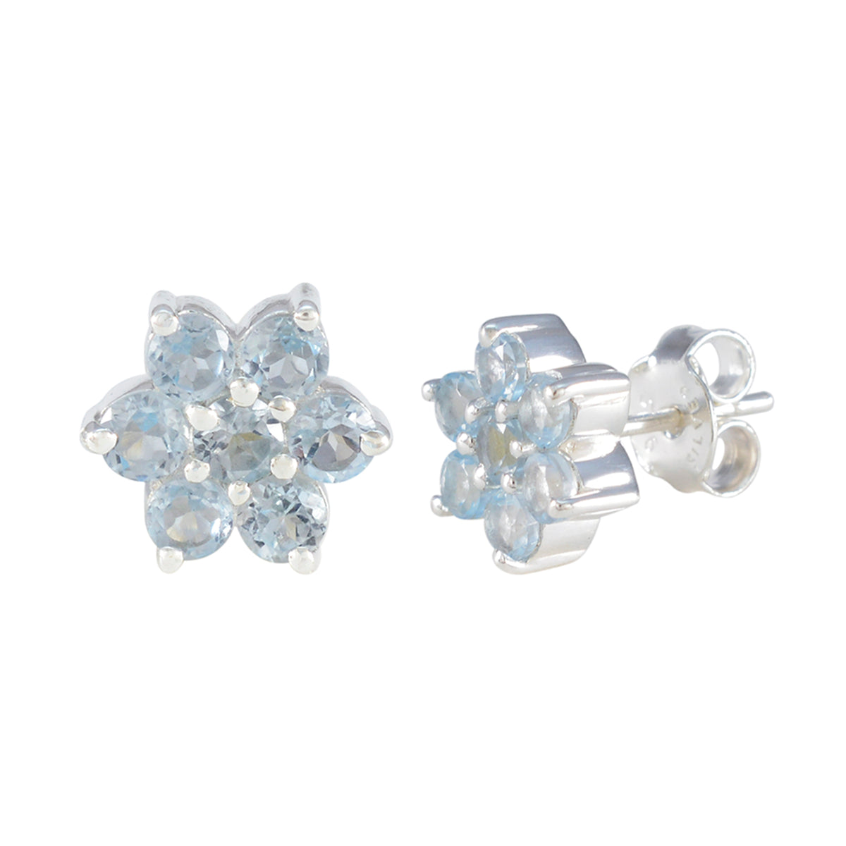 Blue-Topaz-Korean-Nova-multiple-Stud-Blue-92.5-Silver-Earring