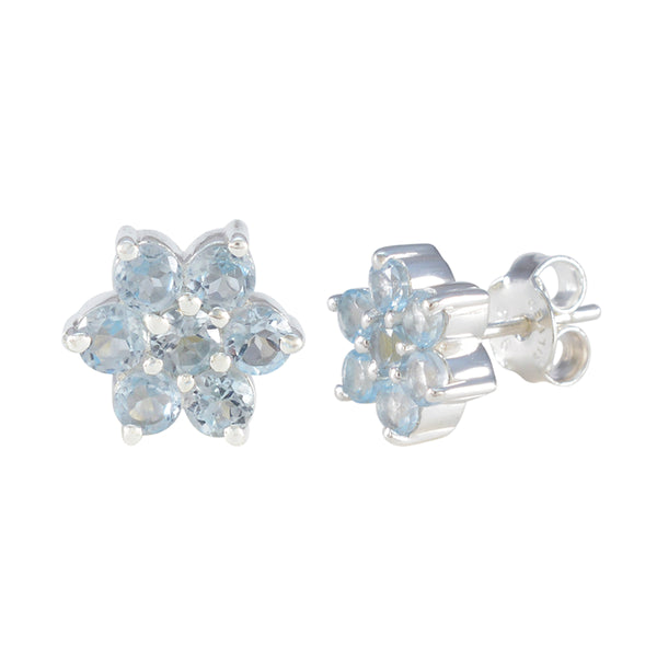 Blue-Topaz-Korean-Nova-multiple-Stud-Blue-92.5-Silver-Earring