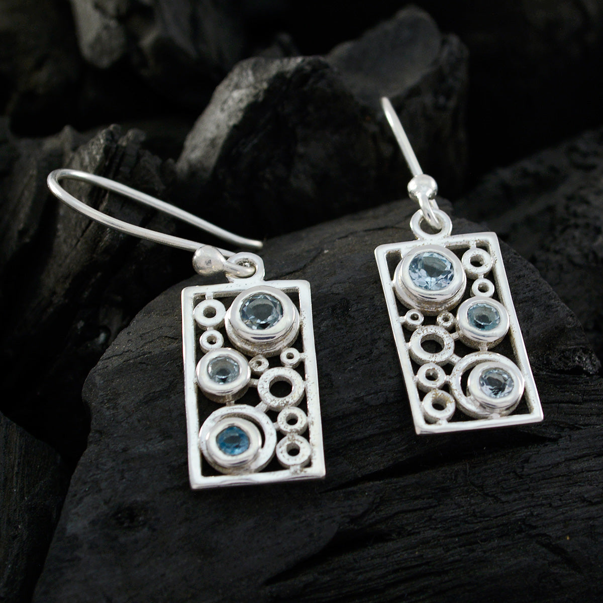 Blue-topaz-Korean-Aaliyah-multiple-Dangle-Blue-Silver-Earring