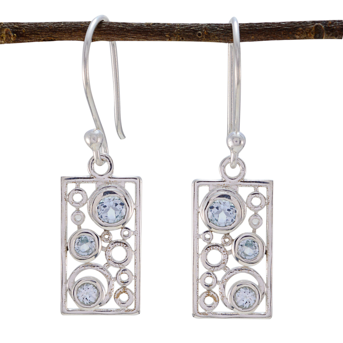 Blue-topaz-Korean-Aaliyah-multiple-Dangle-Blue-Silver-Earring